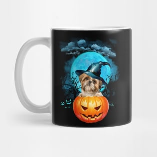 Shih Tzu Witch Hat Pumpkin And Blue Moon Halloween Mug